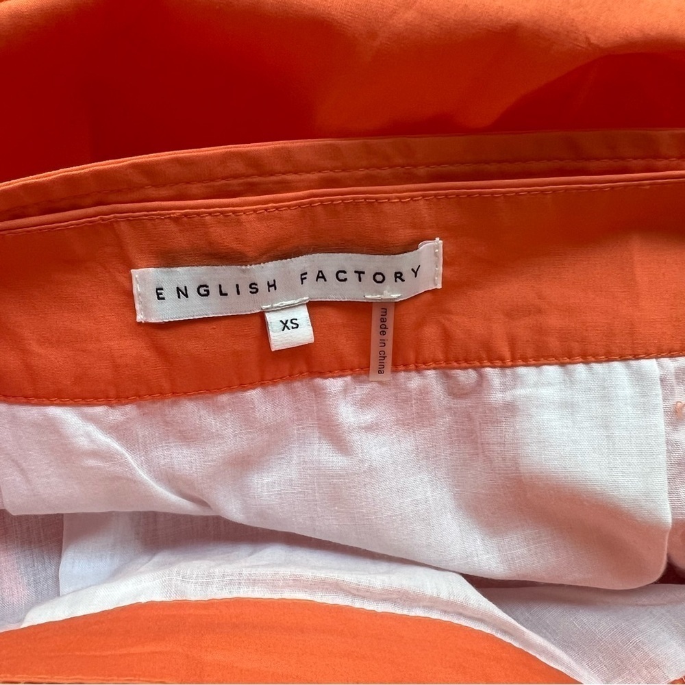 English Factory Midi Tiered Color Block Orange Peach Yellow Skirt with Belt- XS - Picture 9 of 12